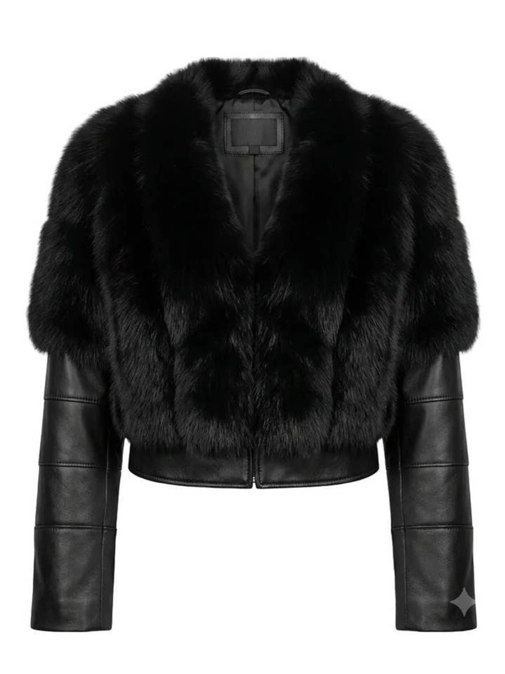 Black Faux Fur & Leather Cropped Jacket